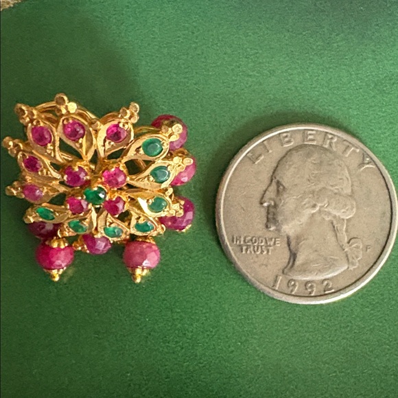 Gold and Multicolor Floral Earrings - Picture 5 of 7